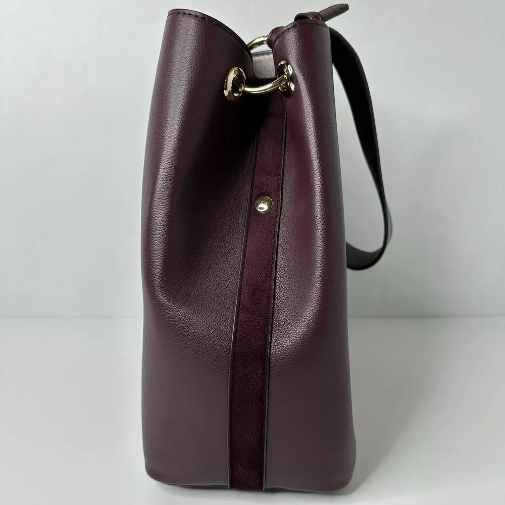 Luella Grey London Handbag‎ Hobo Shoulder Bucket Bag Purple Faux Leather Footed